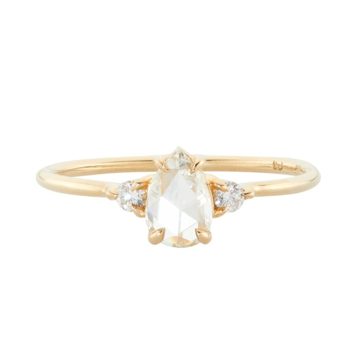 diamond teardrop gold elegant simple engagement rings