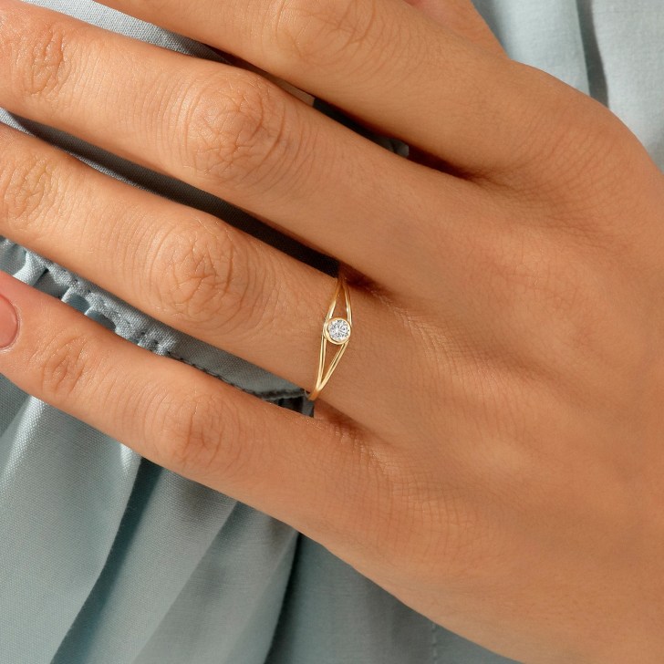 gold split band small simple engagement rings