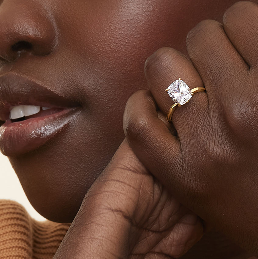 solitaire diamond gold simple engagement rings with an elegant hidden halo