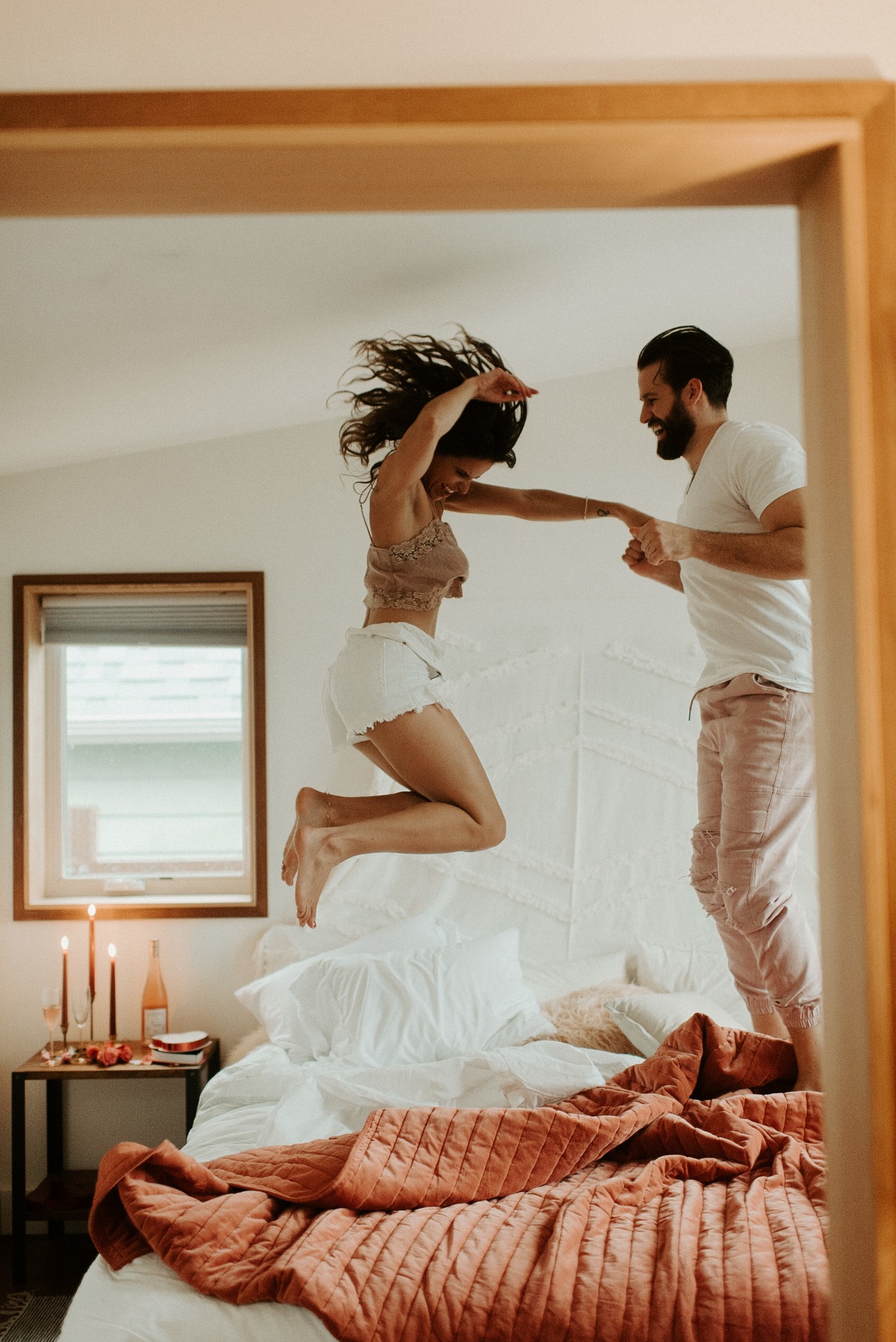 couple enjoying an at-home honeymoon in the US
