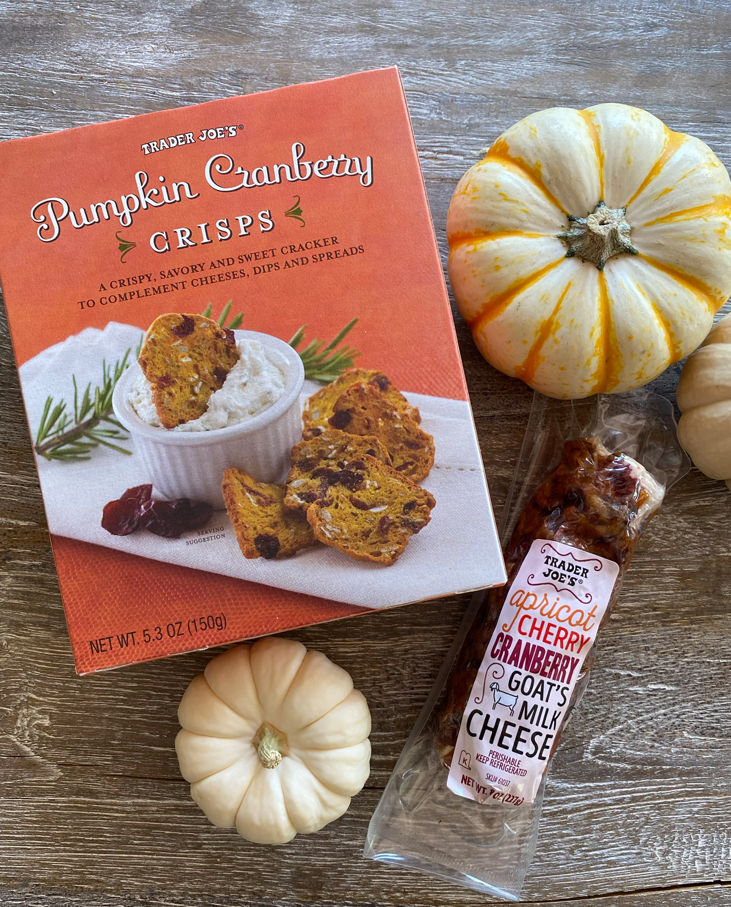 pumpkin crisps with Cranberry Cherry Goat Cheese