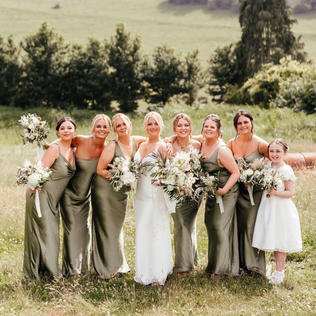 satin sage green bridesmaid dresses