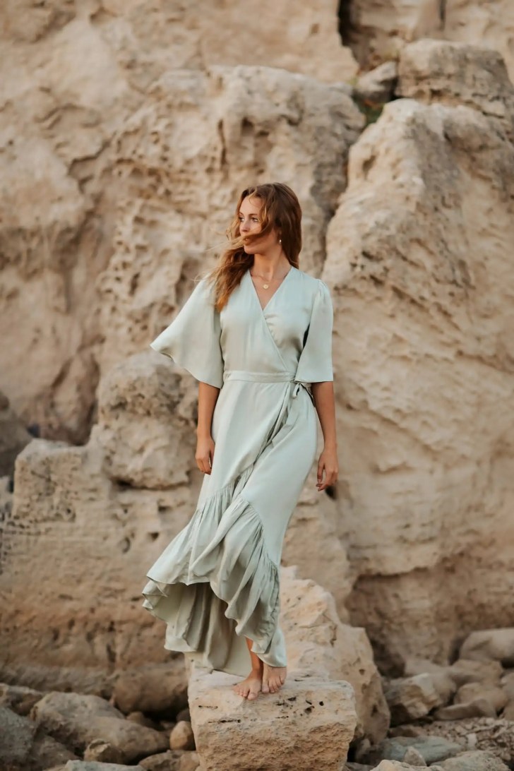 silk blue sage bridesmaid dress from Etsy